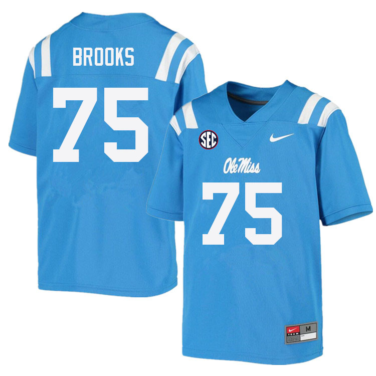 Mason Brooks Ole Miss Rebels NCAA Men's Powder Blue #75 Stitched Limited College Football Jersey KVK1358OO